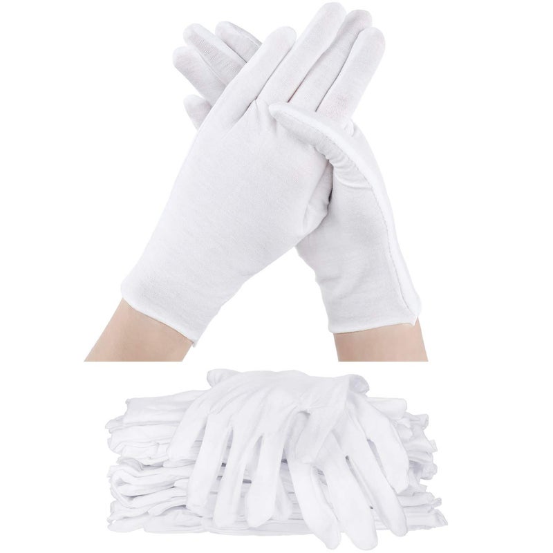 SATINIOR 60 Pcs Cotton Glove Stretchy Work Glove Reusable Mitten for Men Women Dry Hand Art Handling Coin JewelryWhite
